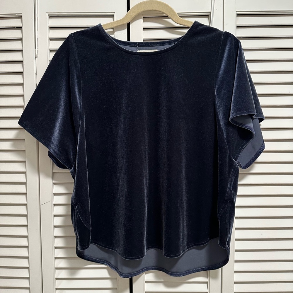 Madewell Navy Velvet Butterfly Top